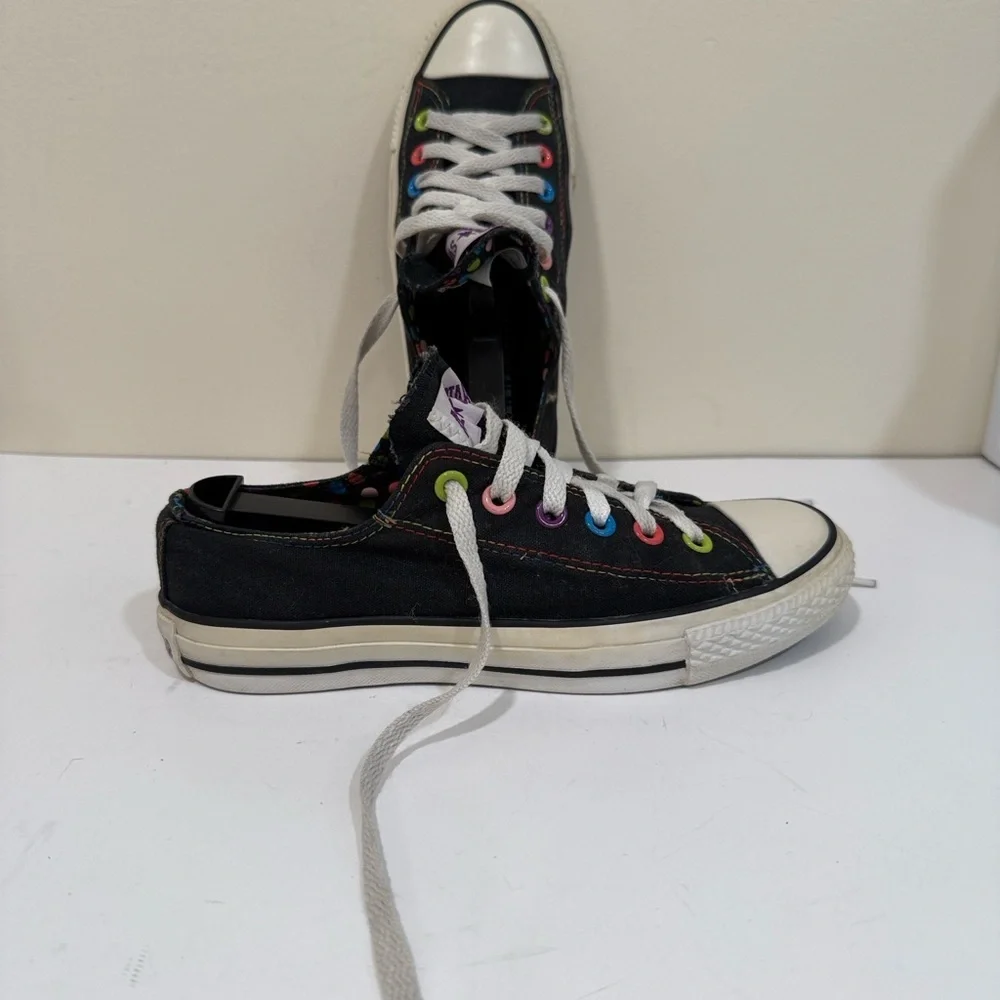 Converse Black Sneakers with Colorful Rivets (sz 7)